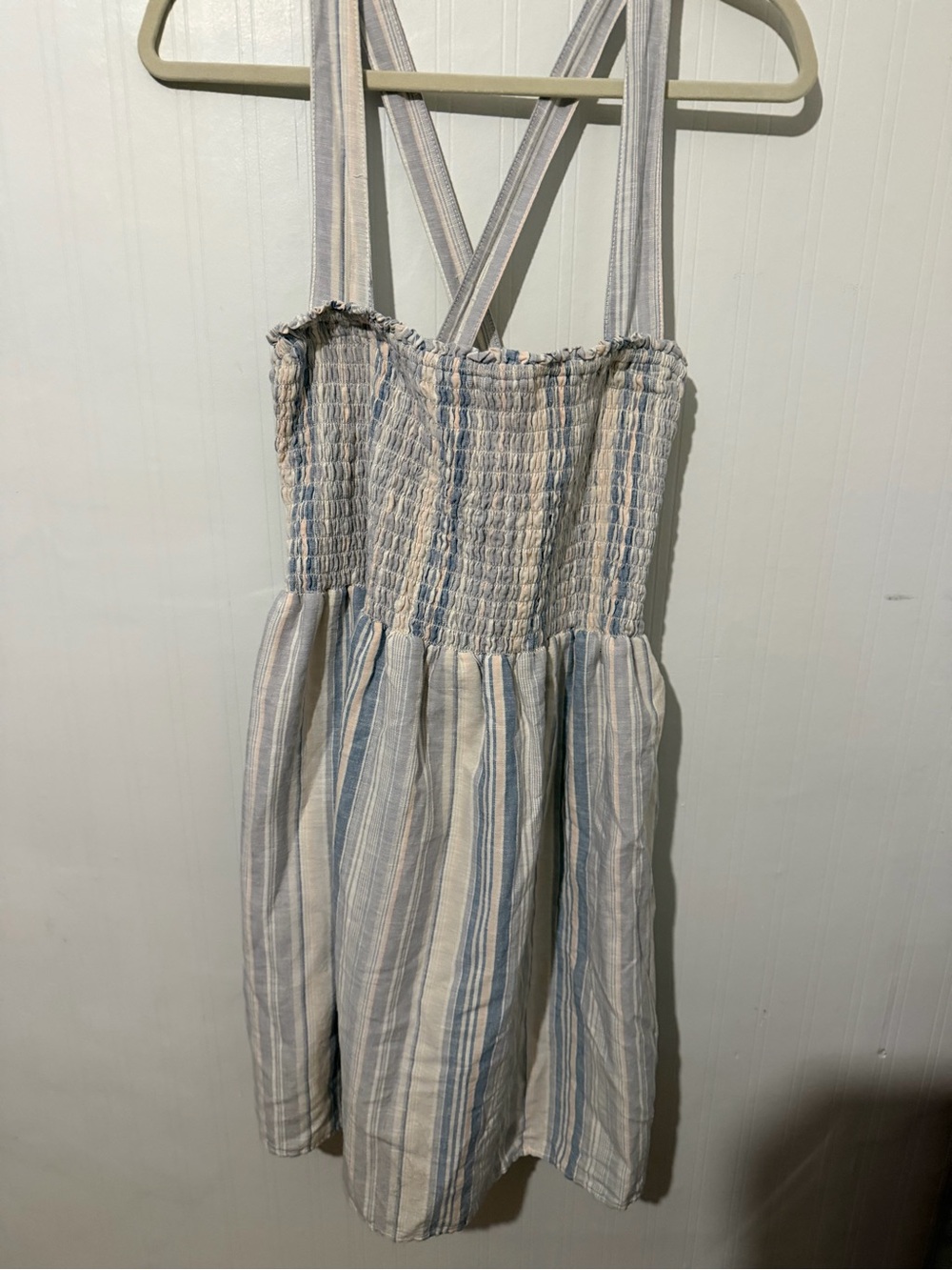 American Eagle Outfitters Blue and White Striped Smocked Dress XL